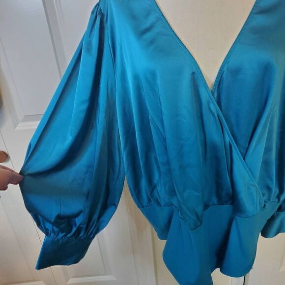 NWT Sergio Hudson x Target Teal faux wrap Bodysuit 2X - Picture 3 of 9